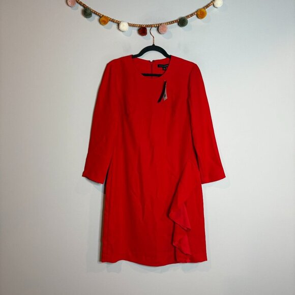 NWT Banana Republic Red Ruffle Sheath Dress - Picture 2 of 8